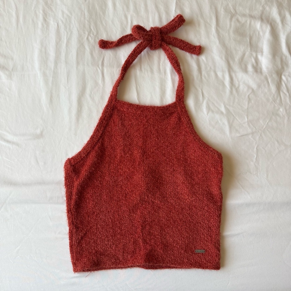 Hollister Red Halter Knit Cropped Top
